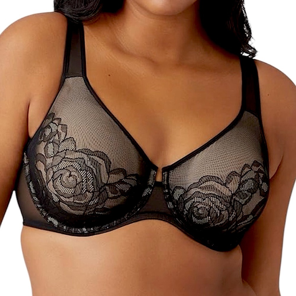 - Wacoal 38C Stark Beauty Black Lace Underwire Full Coverage Bra! NEW!!